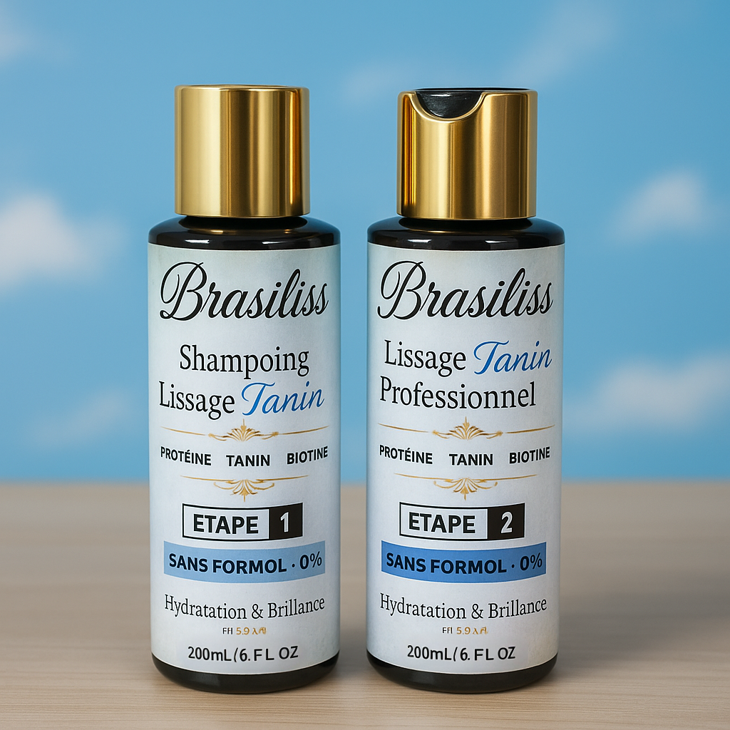 Kit Brasiliss Tanin 200ml, lissage naturel longue durée sans défrisage

