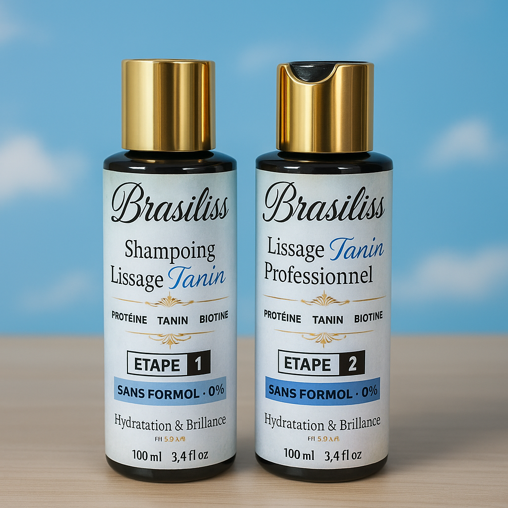 Kit de lissage brésilien Tanin Brasiliss 100ml, soin lissant professionnel pour cheveux épais et bouclés