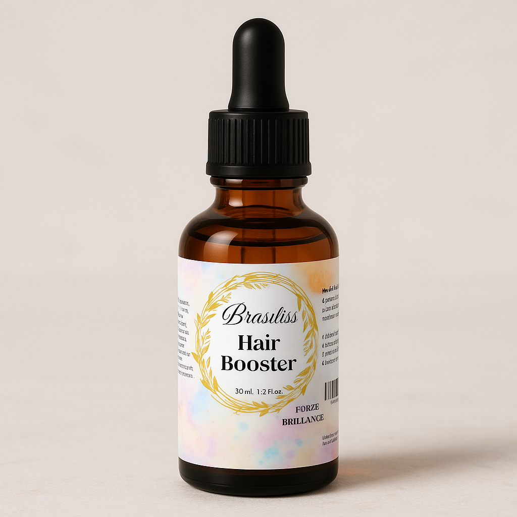 Flacon Brasiliss Hair Booster 30ml, huile capillaire enrichie en 11 huiles précieuses pour la pousse et la brillance